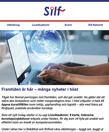 Silf Nyhetsbrev 15 aug 2025 med höstens nyheter hos Silf