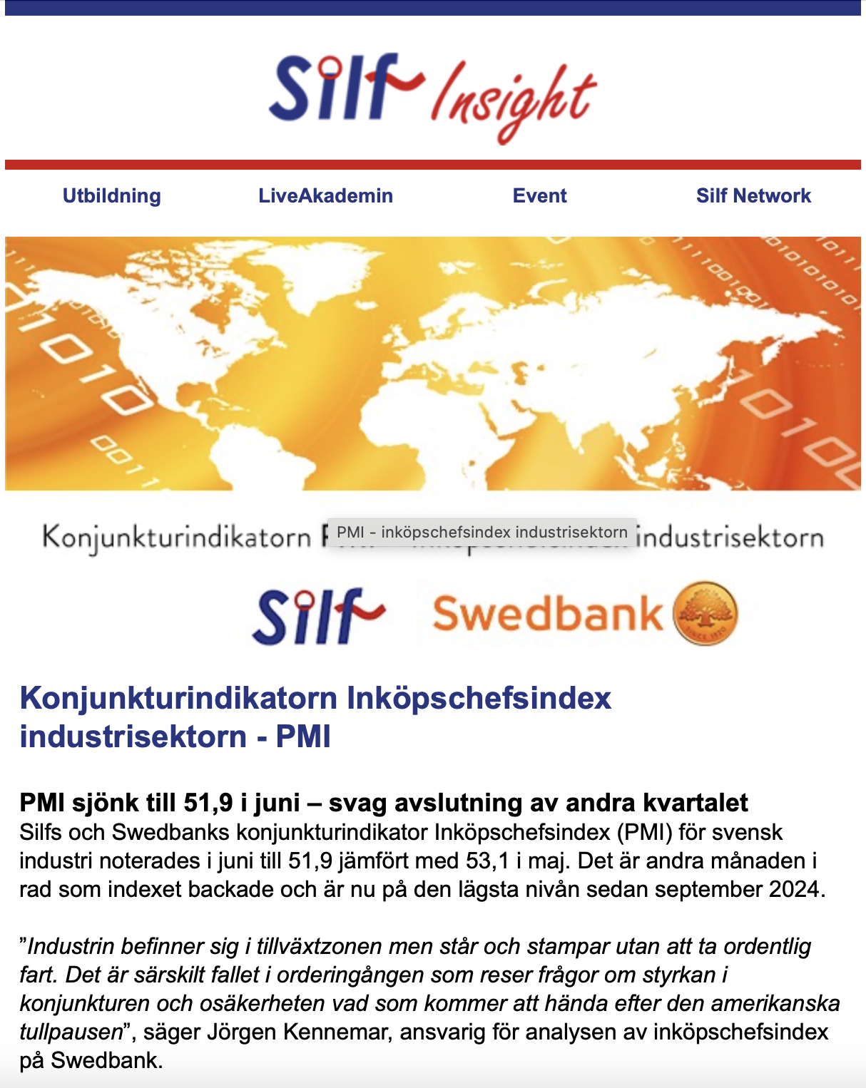 Silf Nyhetsbrev 1 juli 2025 med PMI 