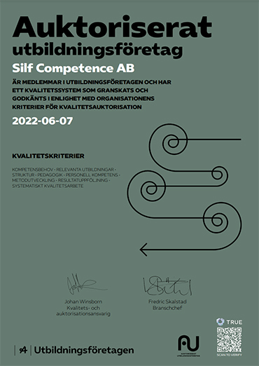 Kvalitetsauktorisation Silfs certifikat som kompetenspartner 