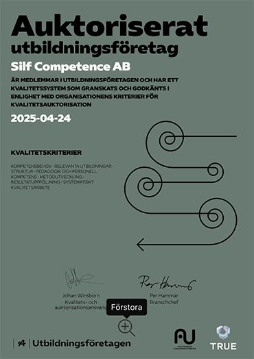 Kvalitetsauktorisation Silfs certifikat som kompetenspartner 