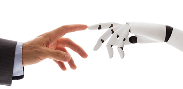 En mänsklig hand och en robot hand