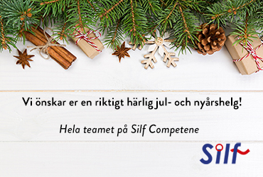 Bild med juldekoration och julhälsning av Silf