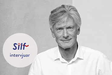 Bild på Thomas Bergmark och en rund bild med texten Silf intervjuar